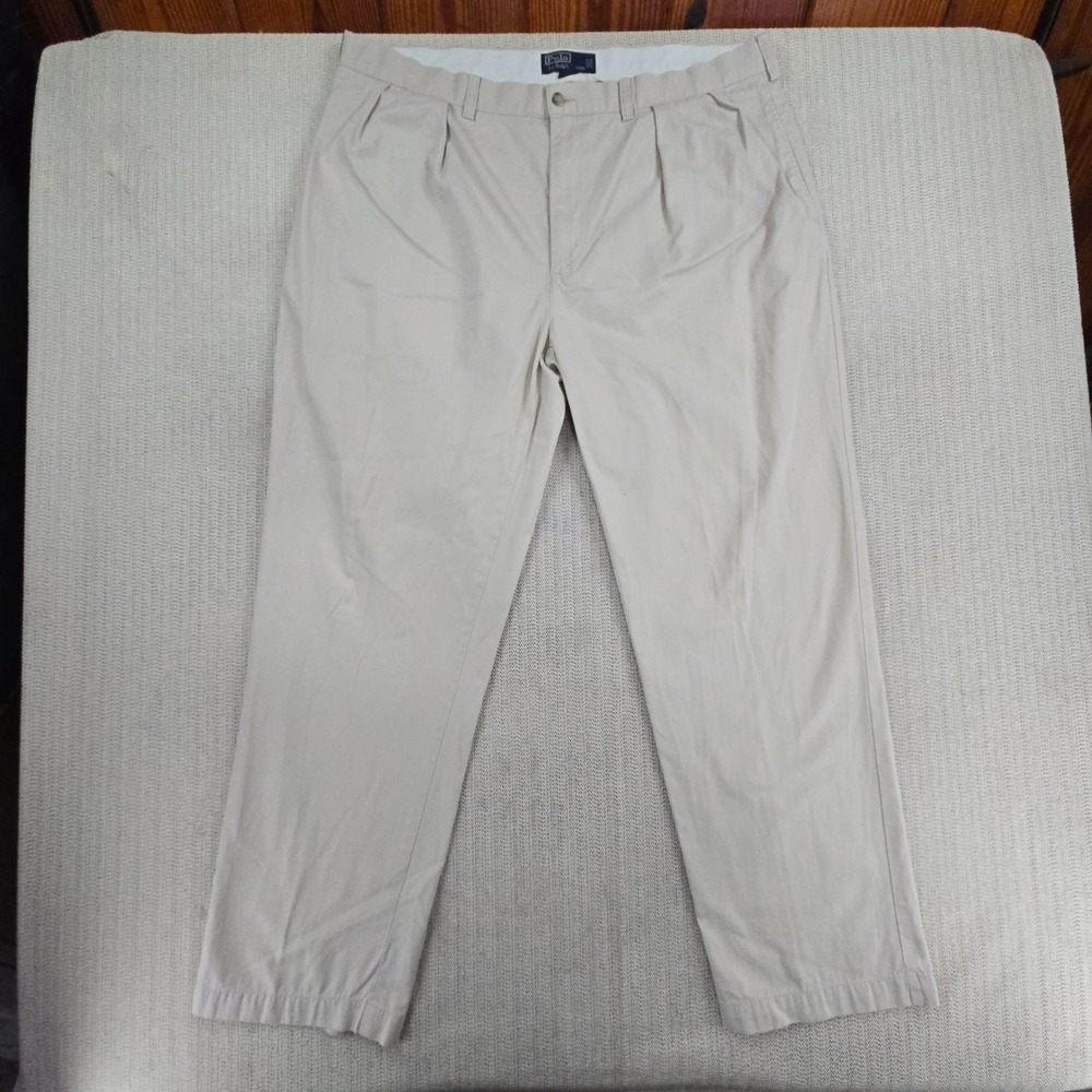 Polo Ralph Lauren Pants Mens 40x32 Beige Chino Classic Cotton Andrew Pant Pleat